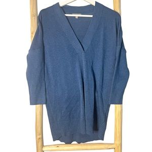 Lilla P teal v neck cotton modal ribbed sweater women’s small